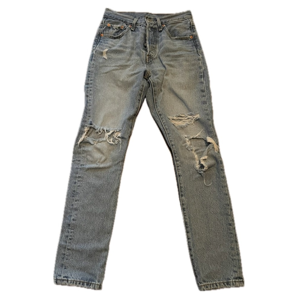 Levi’s • 501 S • Skinny • Women’s • Jeans • 25 X 30 • Button Fly • Distressed •